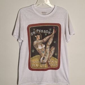 Gildan White Tee with Vintage Pin-Up Graphic